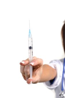 Female Doctor Holding A Syringe Stock Photo Female Doctor Holding A Syringe Stock Photo