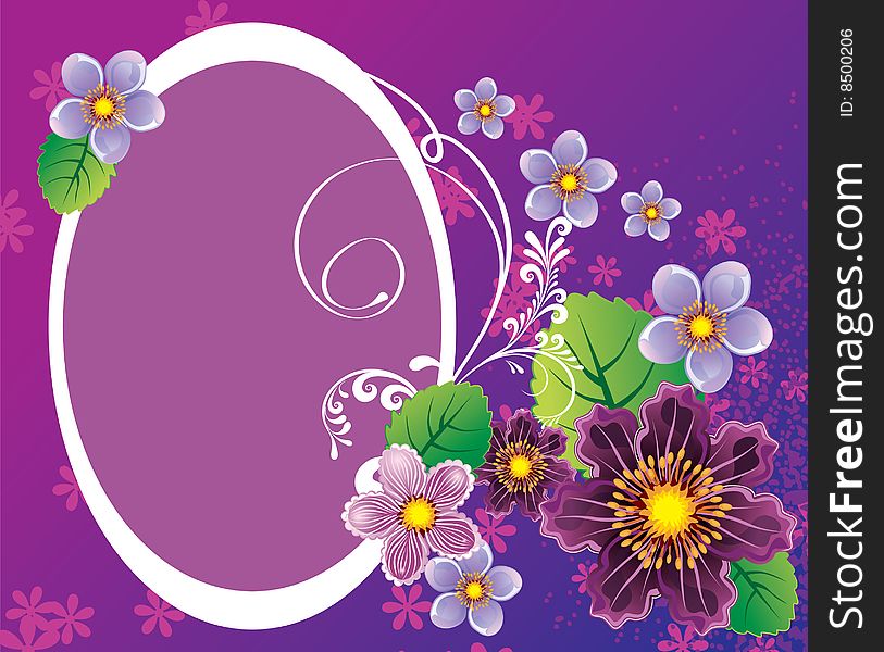Beautiful flowers frame, floral background