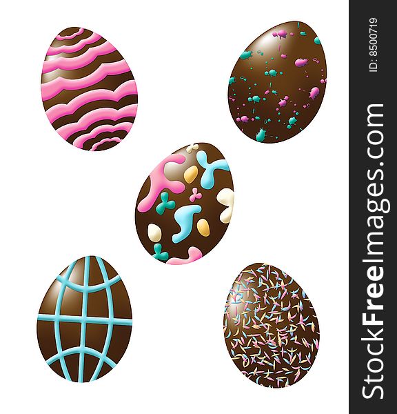 Chocolate Easter eggs decorated