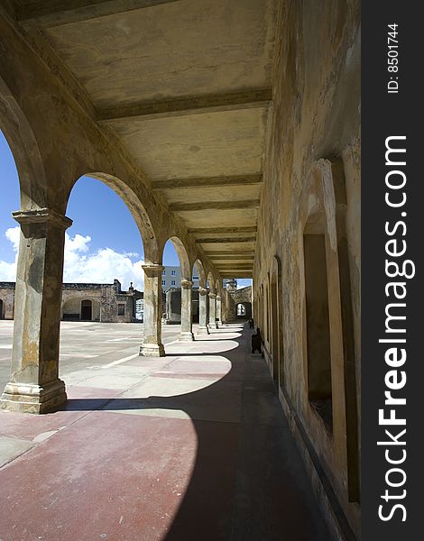 Arches of outdoor hallway from Fort San Cristobal, Puerto Rico. Arches of outdoor hallway from Fort San Cristobal, Puerto Rico