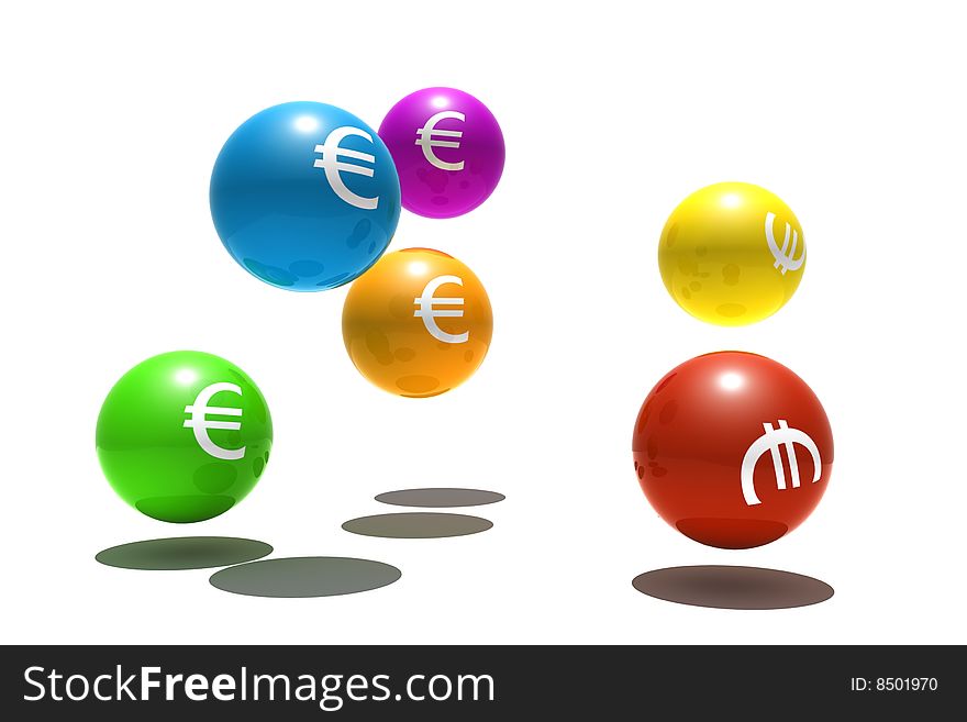 Isolated spheres with euro symbol