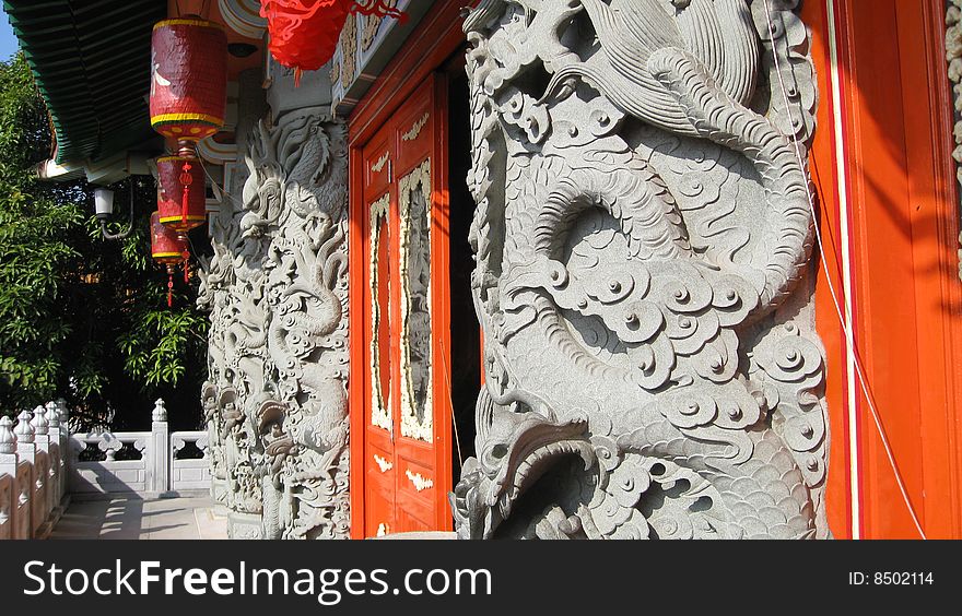 Exterior of an ornate Chinese temple. Exterior of an ornate Chinese temple.
