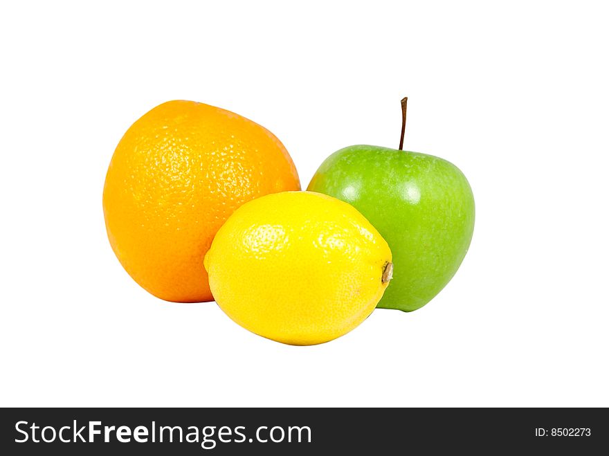 An Orange, apple and lemon. An Orange, apple and lemon