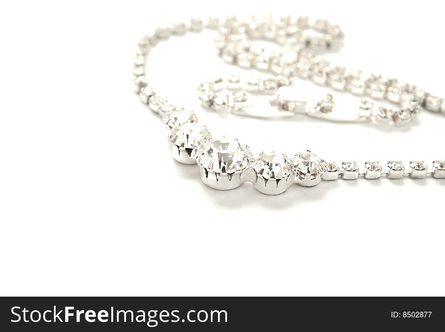 Necklace with stones isolated on white background.