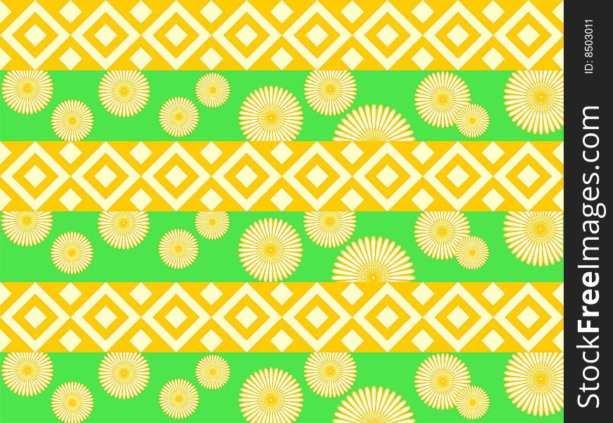 Background with yellow flower pattern and shape, vector illustration. Background with yellow flower pattern and shape, vector illustration