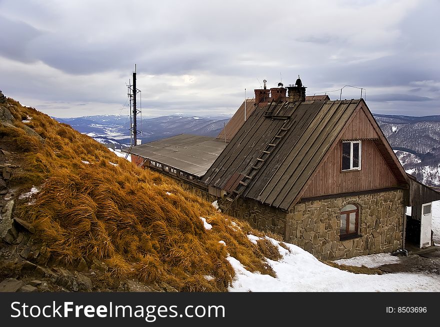 A travellers hostel on top of a mountain in Poland. A travellers hostel on top of a mountain in Poland