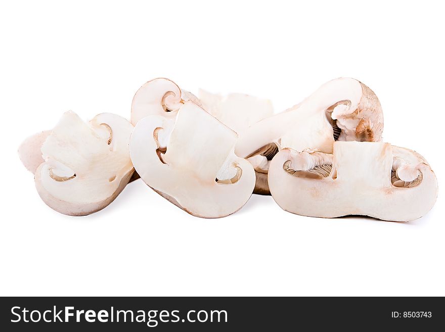 Fresh mushrooms  against a white background. Fresh mushrooms  against a white background.