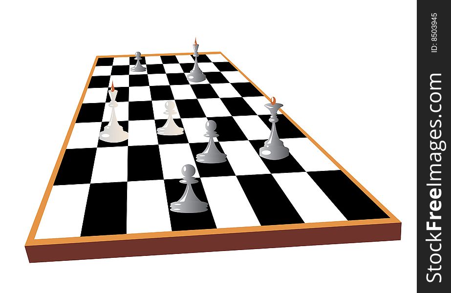 Chessboard with some chess pieces