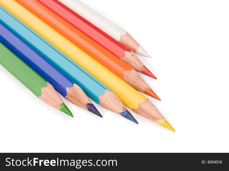 Coloured pencils isolated on white background