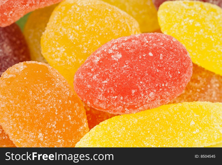 Close-up of fruit candy in many colors