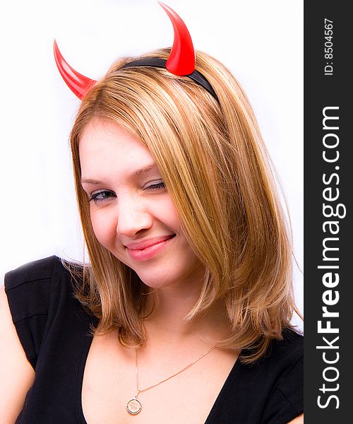 Devil girl isolated on white background