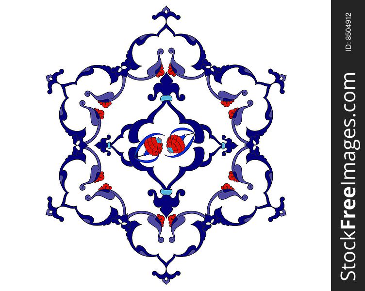 Traditional antique ottoman turkish tile illustration design