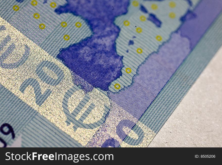 Detail of a twenty euro banknote
