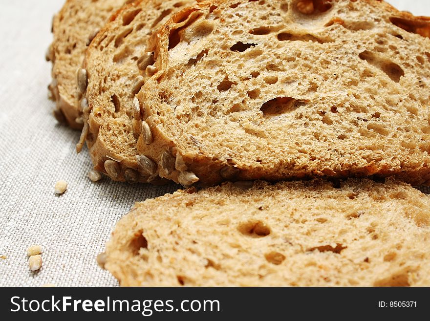 Sliced loaf of cereal bread