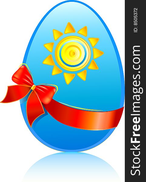 Easter egg souvenir with bow isolated on white background