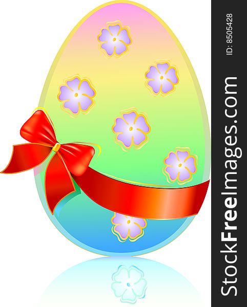 Easter egg souvenir with bow isolated on white background