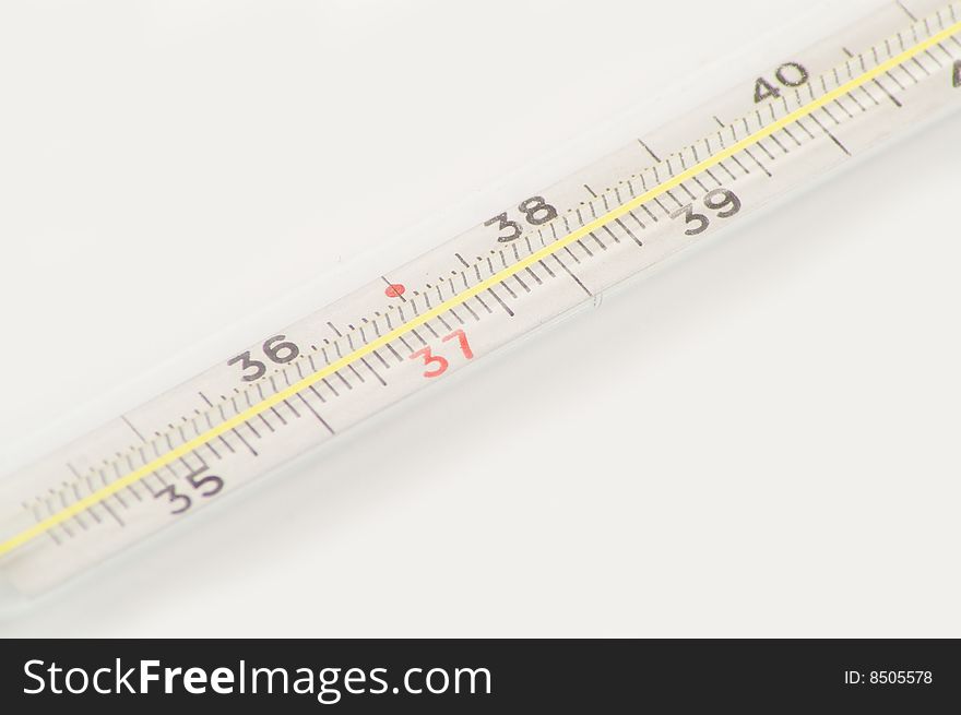 Mercury thermometer isolated on white