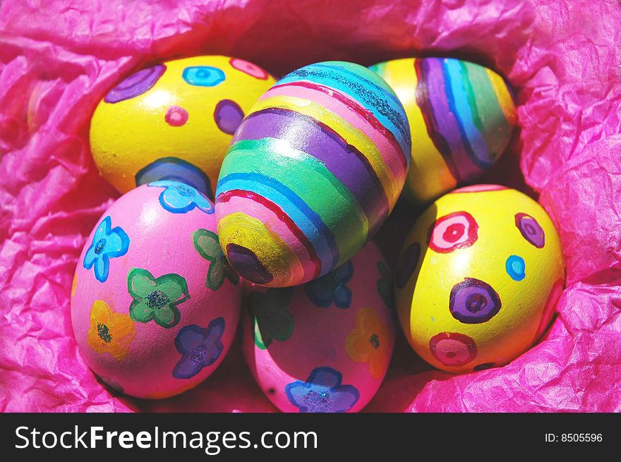 Closeup image of decorated easter eggs. Closeup image of decorated easter eggs