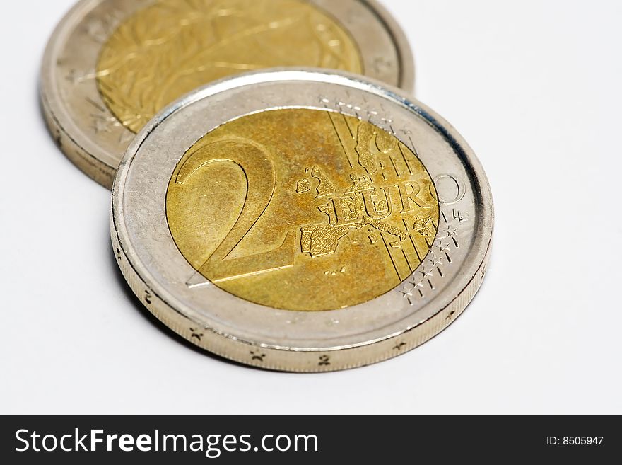 Two Euro coins close-up