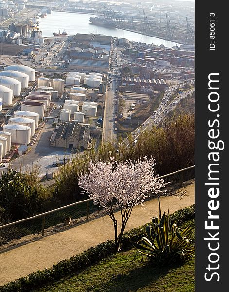 View of the port in Barcelona Spain