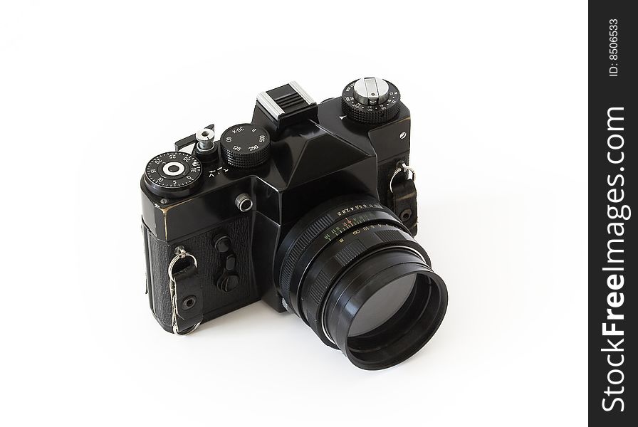 Retro photo camera isolated on white