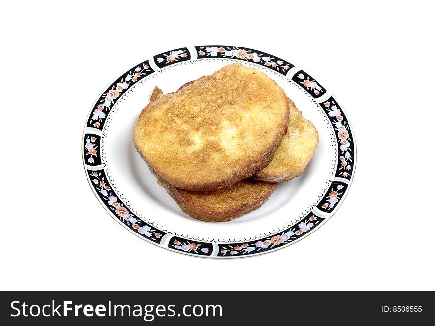 Toasts on plate isolated.