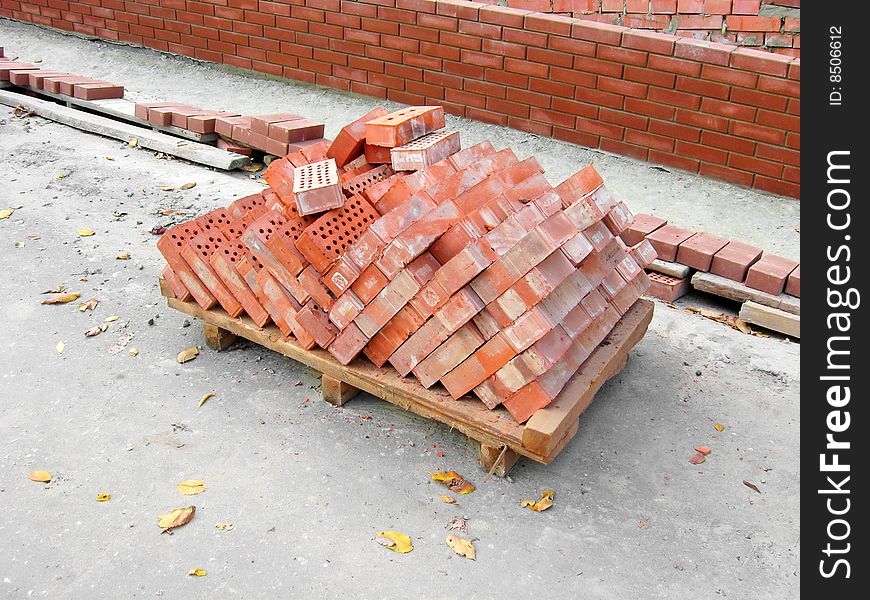 Pile of the baked bricks (bright colored photography)