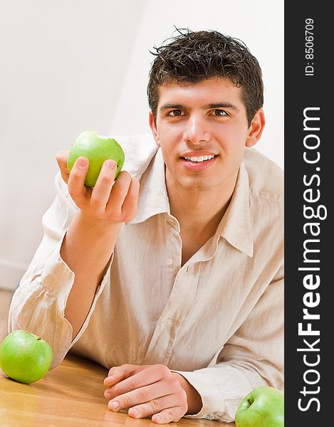 Man eating apples