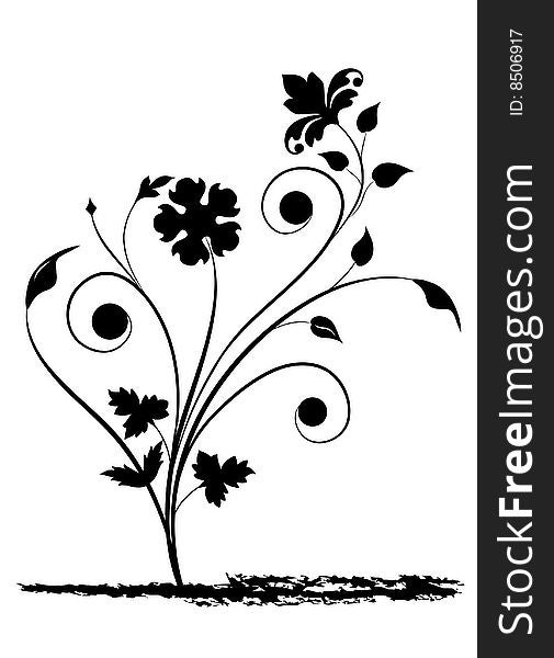Abstract floral design silhouette vector