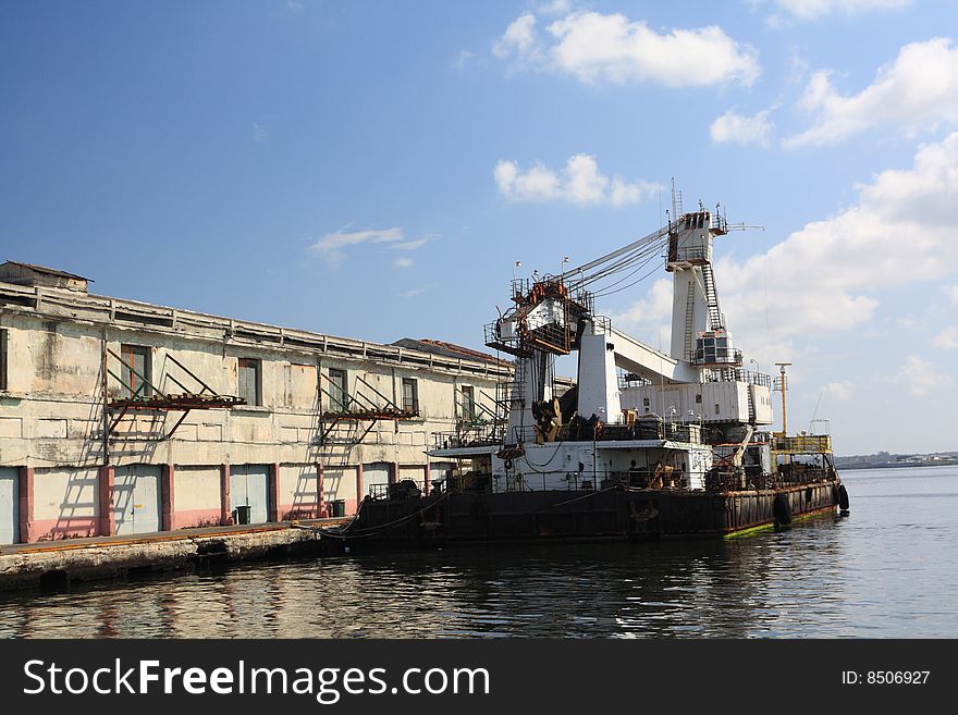 Naval crane in Havana bay dock. Naval crane in Havana bay dock