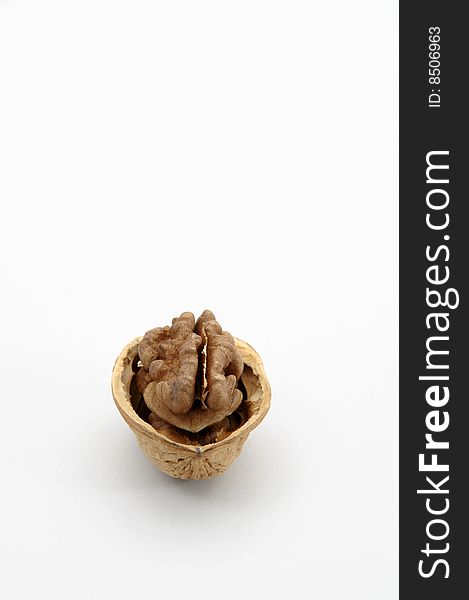 Open walnut against white background