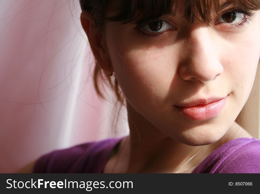 Portrait of the beautiful young girl close up. Portrait of the beautiful young girl close up.