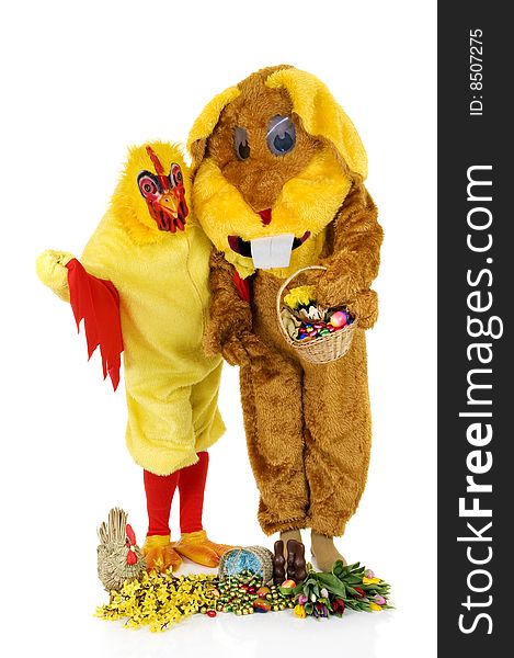 Easter bunny and chicken