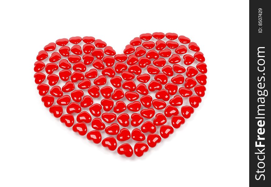 One isolated red heart from hearts