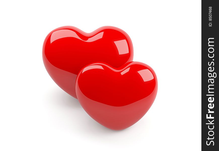 Two isolated red heart