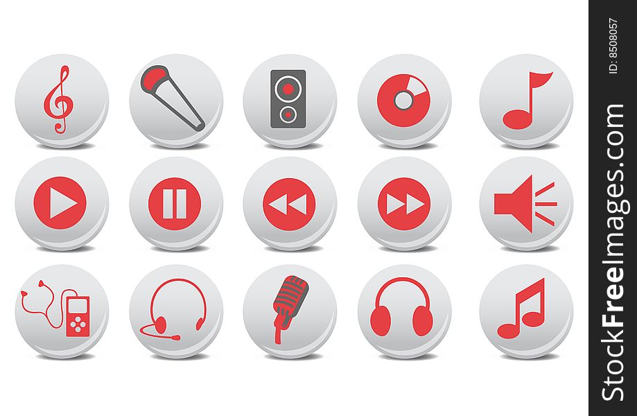 Vector illustration of music/audio buttons.You can use it for your website, application or presentation