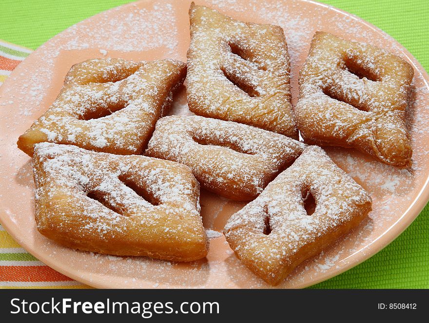 Fresh baked dessert with sugar