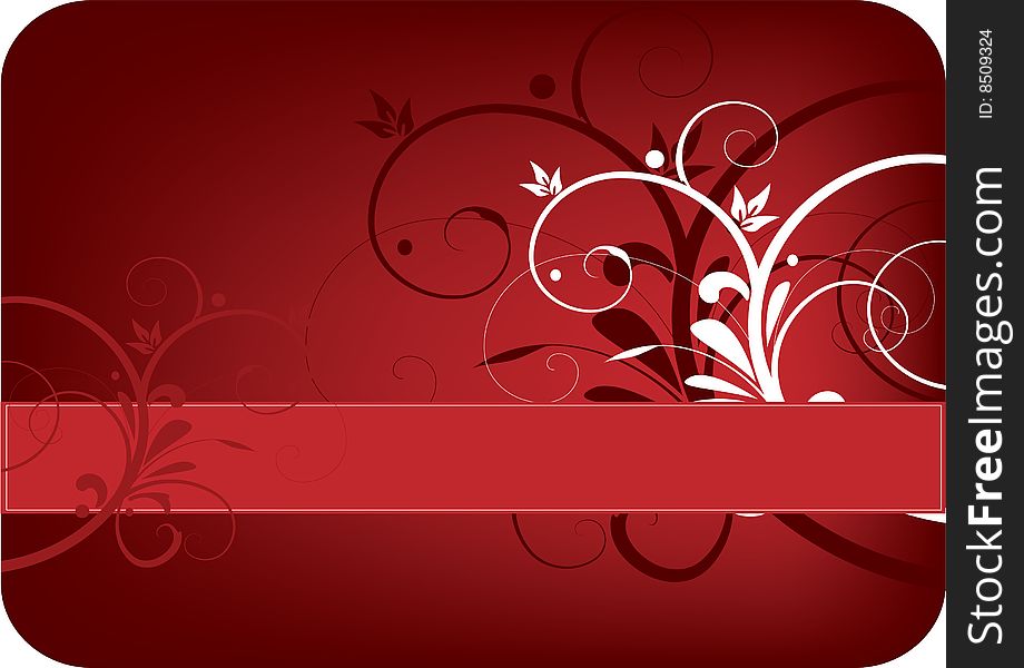 Red background and floral decoration