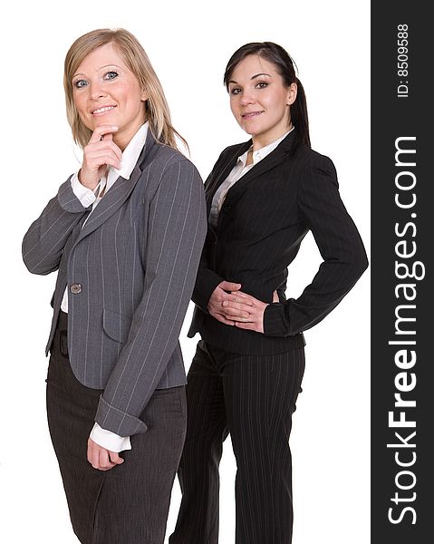 Two businesswomen over white background. Two businesswomen over white background