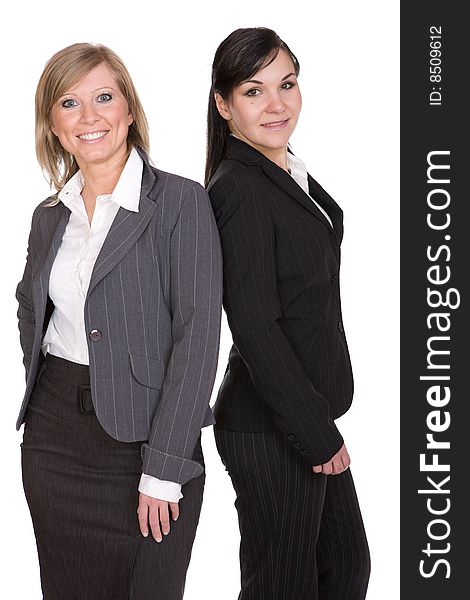 Two businesswomen over white background. Two businesswomen over white background