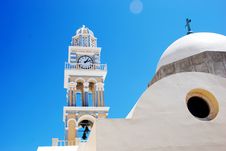 Clock Tower At The Church - Santorini Stock Photos Clock Tower At The Church - Santorini Stock Photos