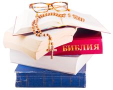 Open Bible With Rosary And Glasses Stock Photos Open Bible With Rosary And Glasses Stock Photos