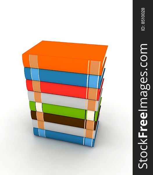 Pile of books - isolated on white background - 3d render