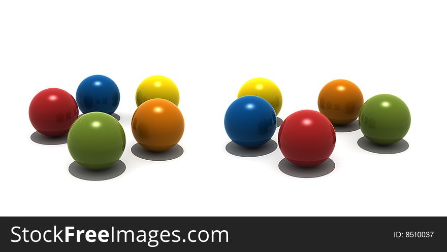 Isolated balls on a table - 3d render