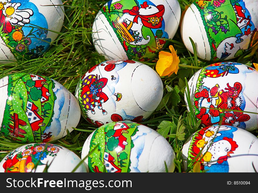 Easter Eggs In Grass