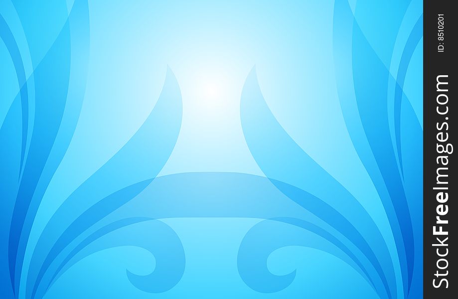 Symmetric abstract blue background, made with  shapes