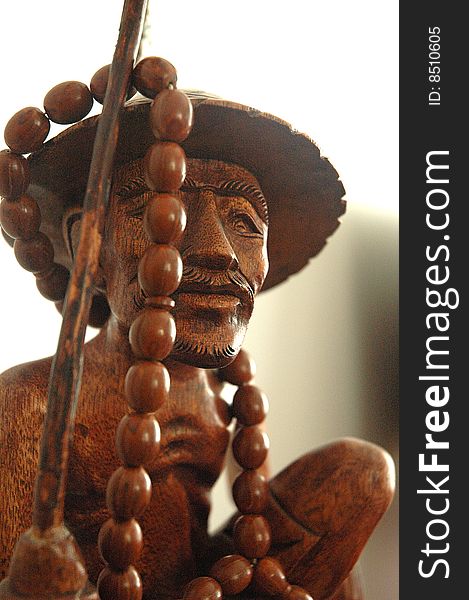 Handmade fisherman figure made by wood