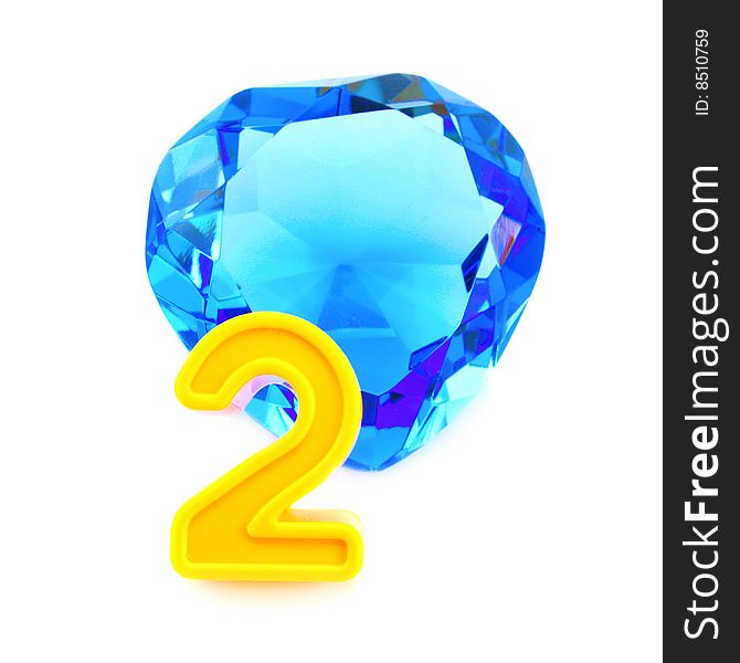 The diamond and number two isolated on a white background