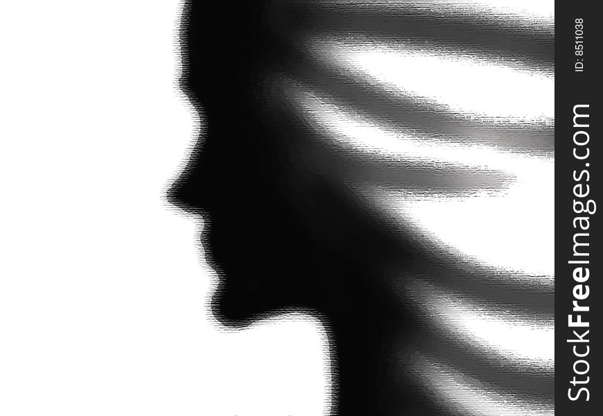 Drawing of a cute brunnete model's profile on a wight background