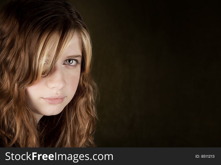 Portrait of pretty teen girl with green eyes. Portrait of pretty teen girl with green eyes